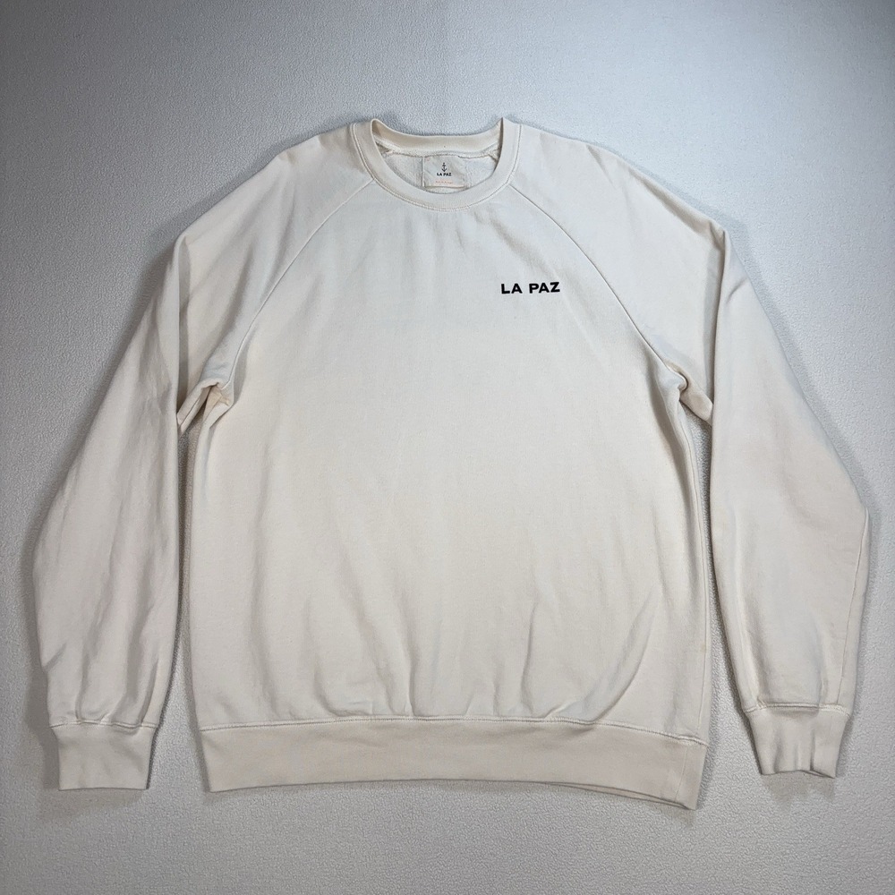 La Paz Cunha Vague Sweatshirt Men's L Off-White Spellout Graphic 100% Cotton - Picture 2 of 16